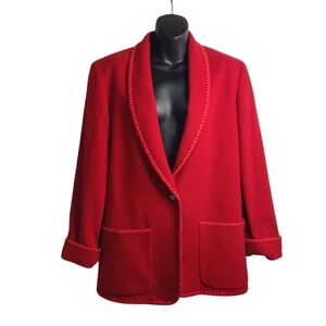 Vintage Country Shop Cashmere Wool Blazer Suit Jacket Red Women Size 4 USA Made